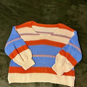 Amazon Women's Striped Sweater - Blue, Orange, Cream